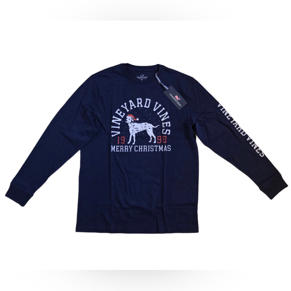 Vineyard Vines Navy Boys Dalmatians Christmas Holiday Reindeer Long Sleeve
